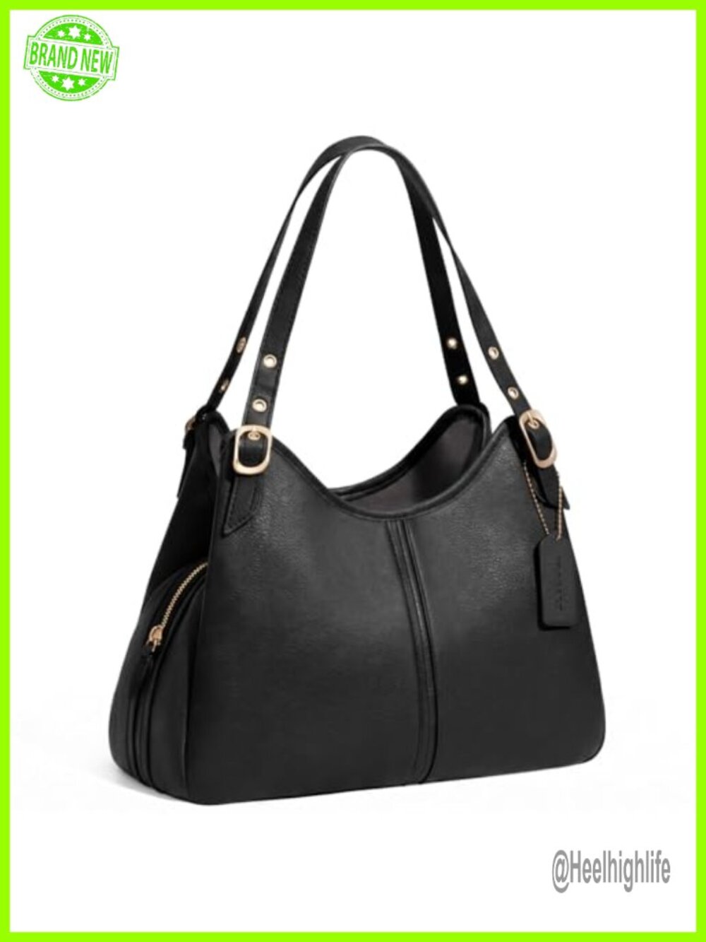 Faux Leather Hobo Shoulder Bag Slouchy Crescent Purse Large Capacity Tote